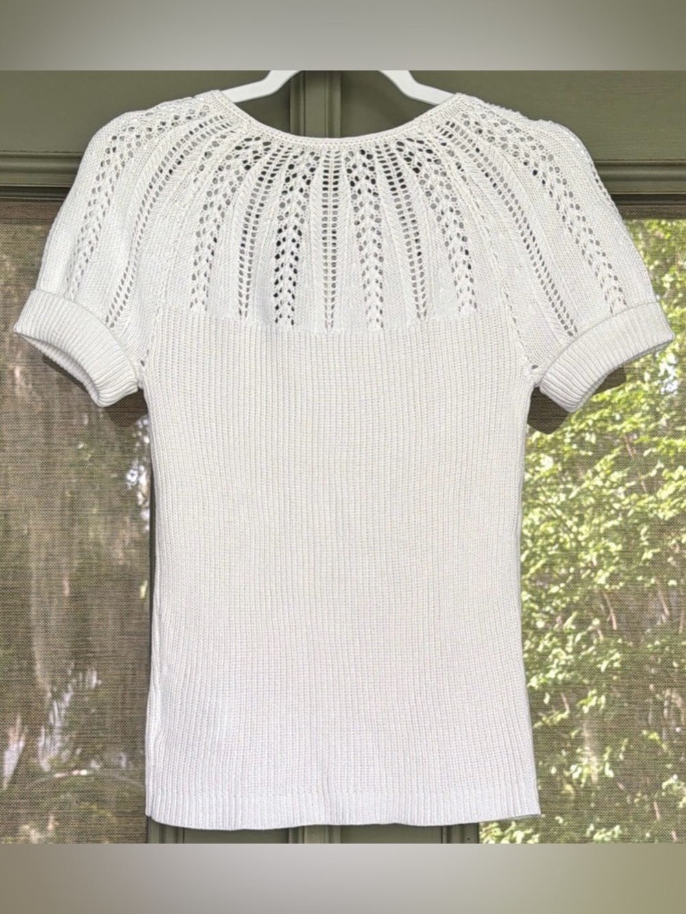 Ralph Lauren White Knit Short-Sleeve Sweater Top - Picture 2 of 3